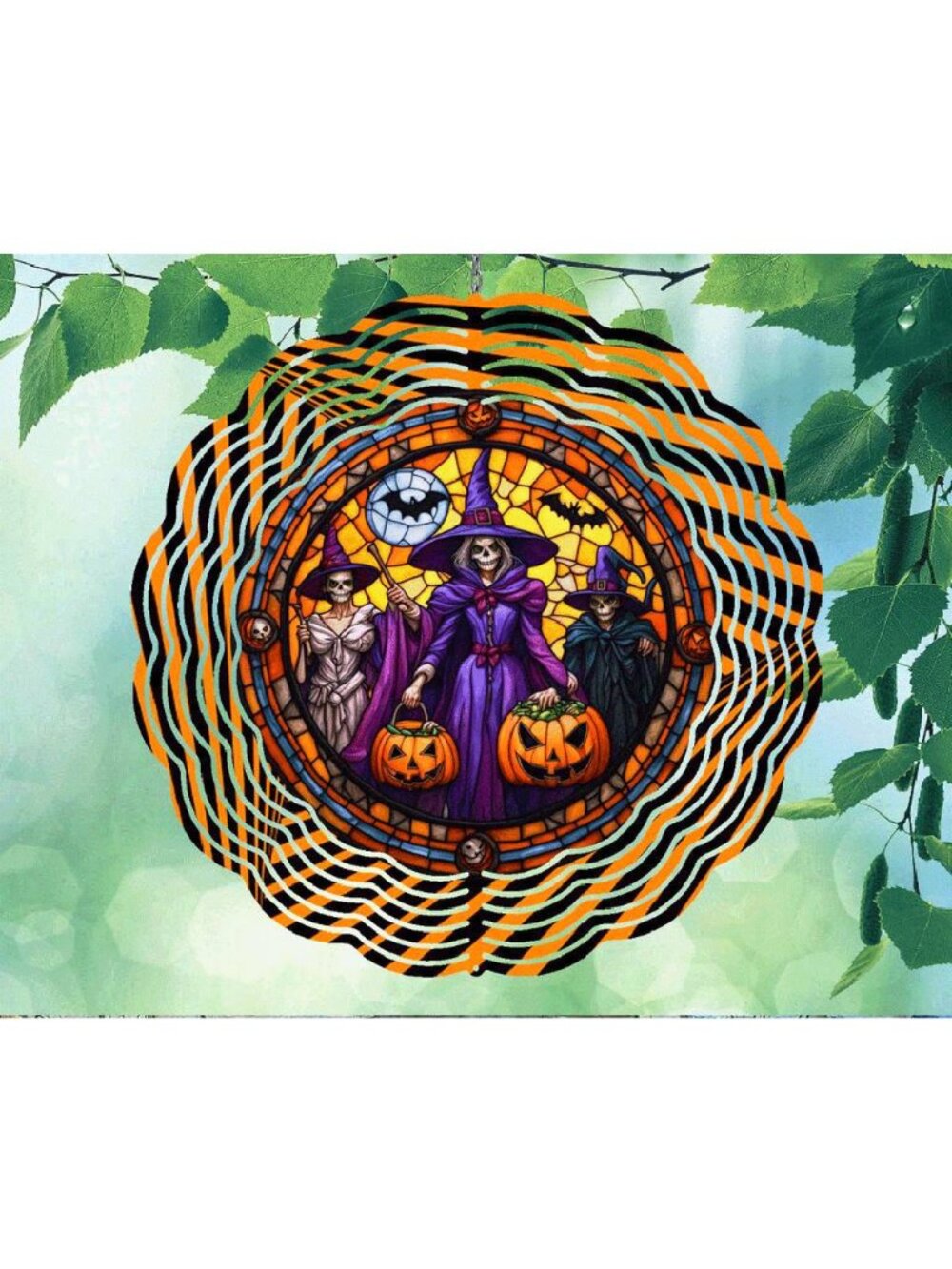 10 Inch Pumpkin Bats Witch Halloween Wind Spinner Yard Decor Aluminum RWS-268